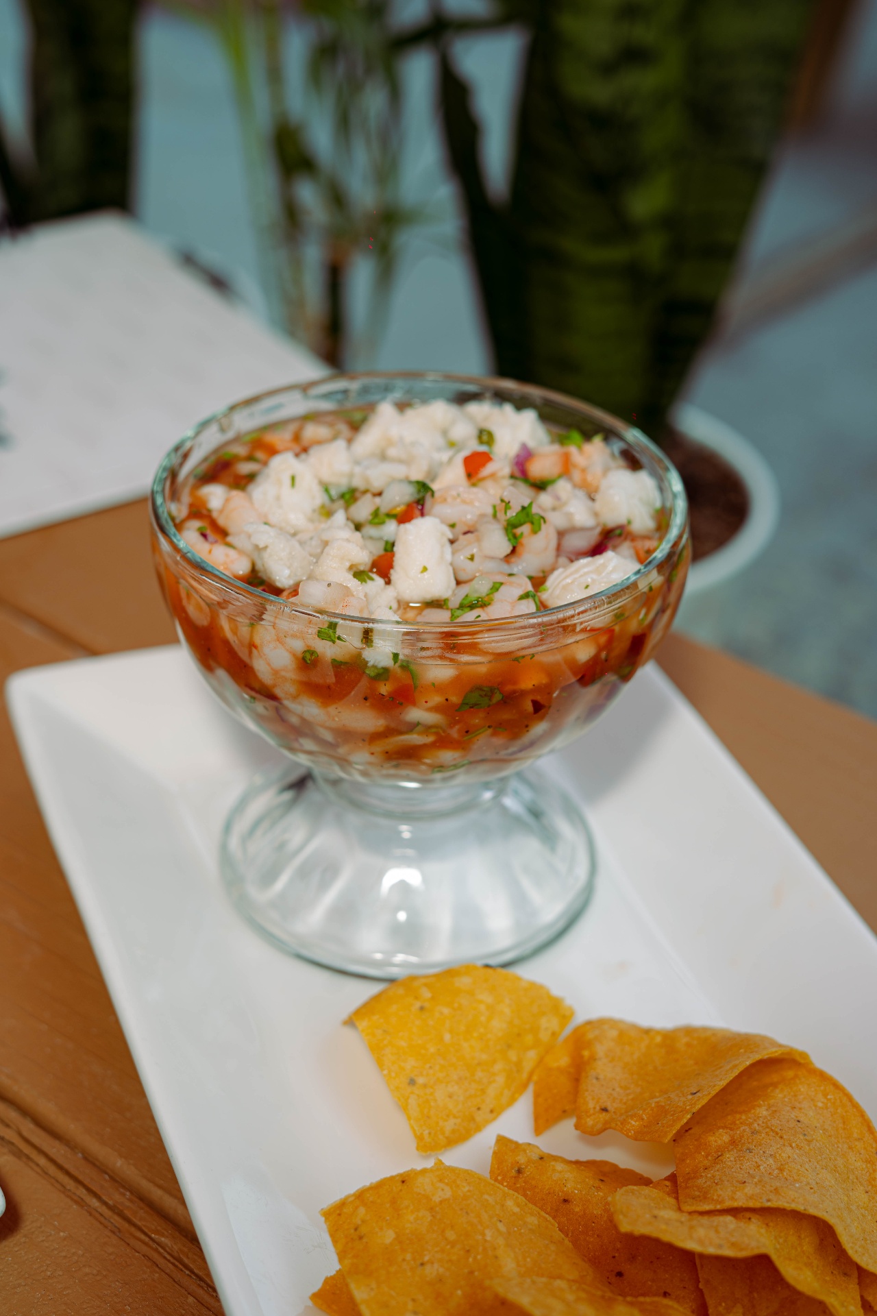 Shrimp ceviche with chips